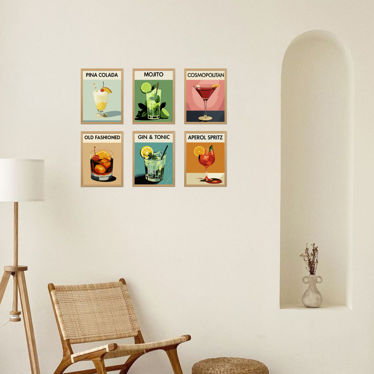 6 Mini Paintings|Retro Drinks Set