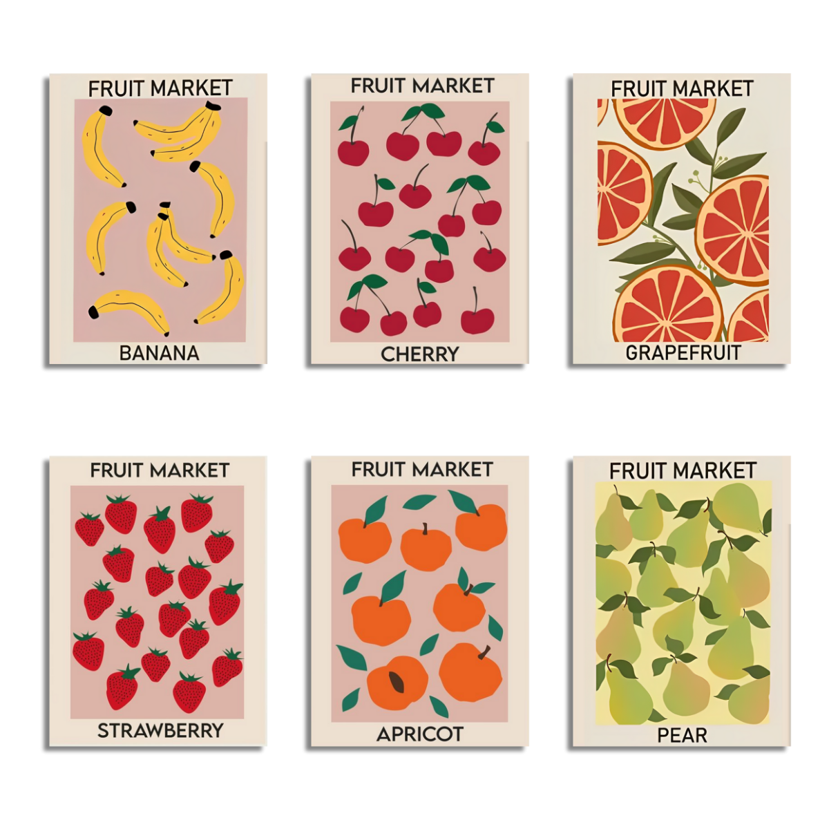 6 Mini Paintings|Fruit Market Set