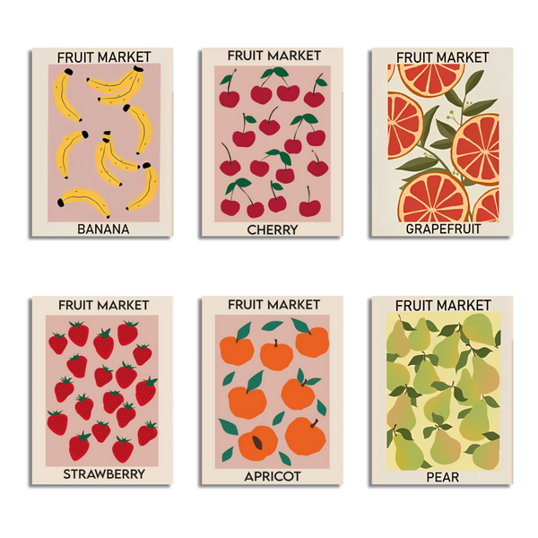 6 Mini Paintings|Fruit Market Set