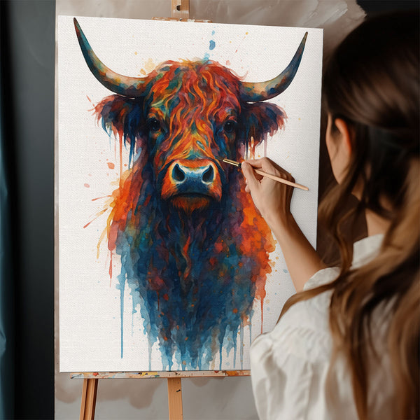 Abstract Watercolor Highland Cow | Paint By Numbers Kit