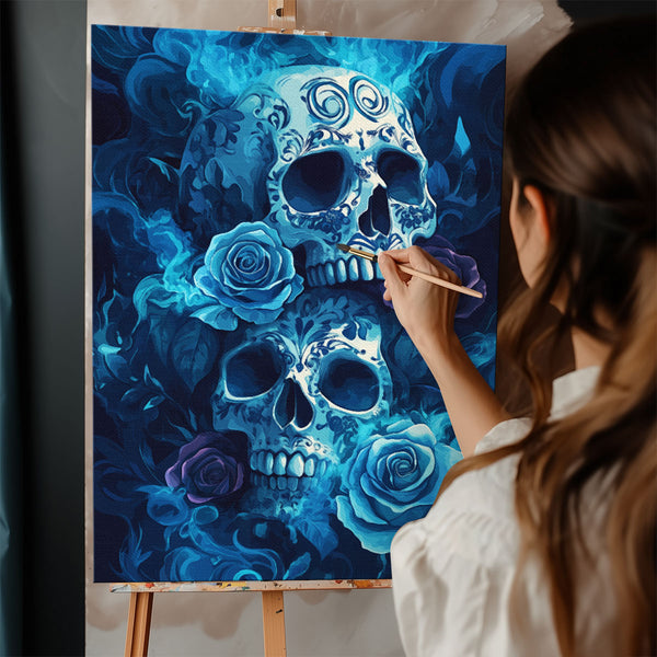 Blue Roses and Skulls | Paint By Numbers Kit