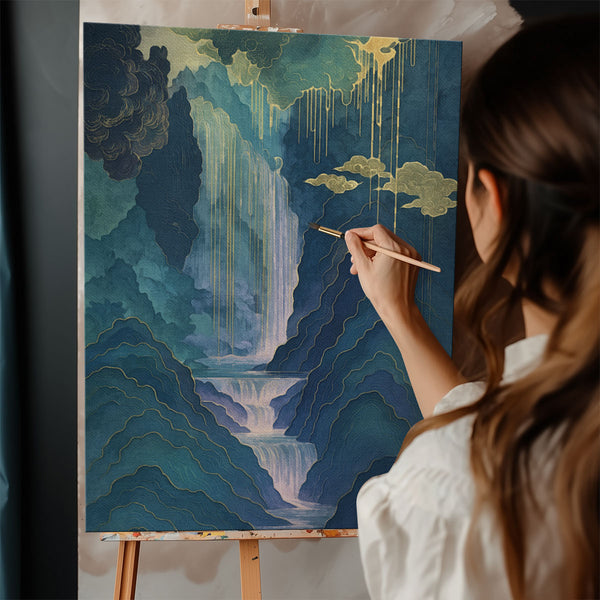 Golden Veil Falls |  Paint By Numbers Kit