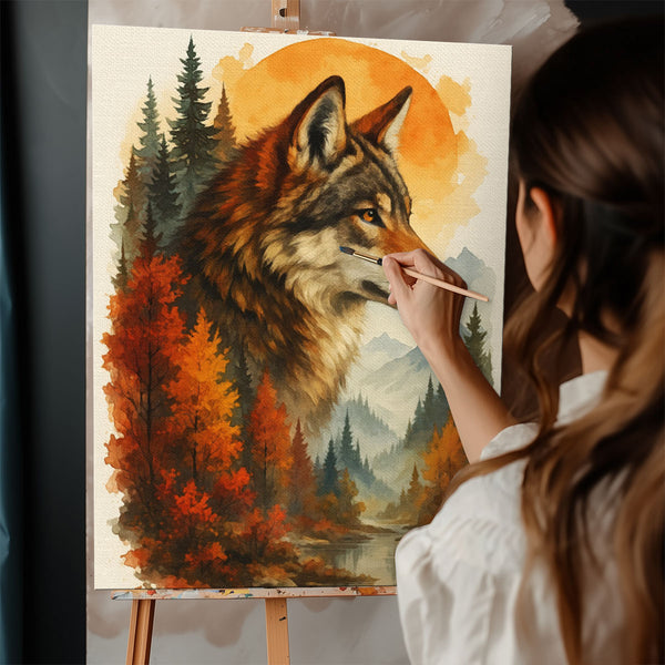 Crimson Forest Wolf |  Paint By Numbers Kit