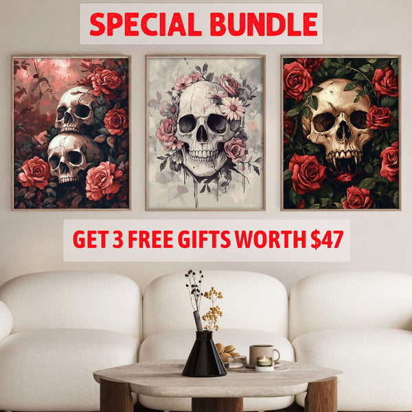 Skulls and Bloom Set|  Paint By Numbers Kit