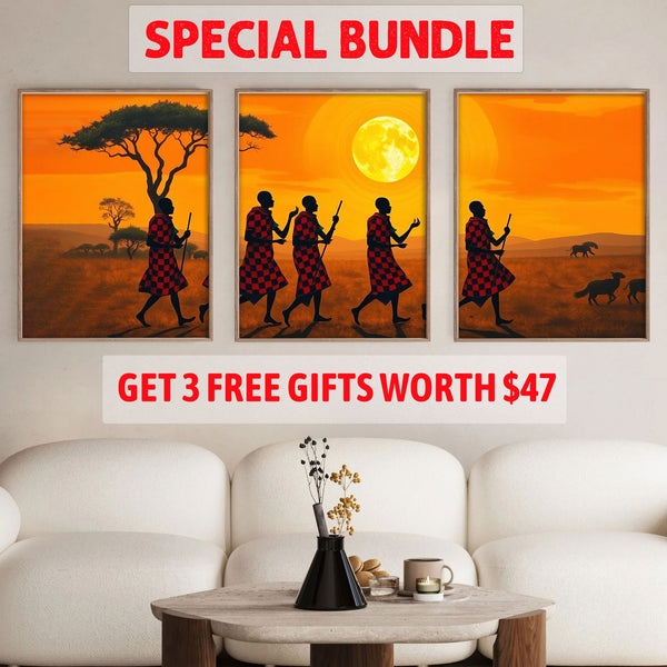 Maasai Sunset Walk Set|  Paint By Numbers Kit