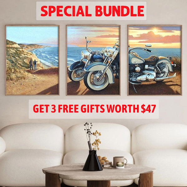 Motorcycle In Sunset |  Paint By Numbers Kit