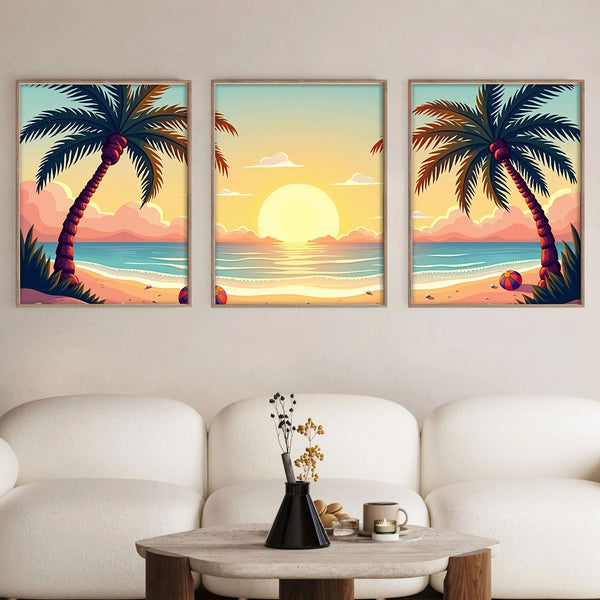 Sunset Beach and Bloom Set|  Paint By Numbers Kit