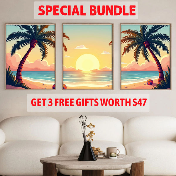 Sunset Beach and Bloom Set|  Paint By Numbers Kit