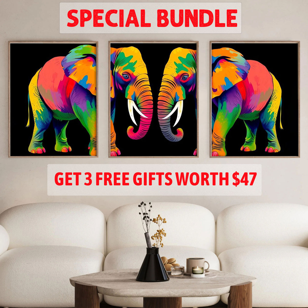 Abstract Elephant Love Set|  Paint By Numbers Kit