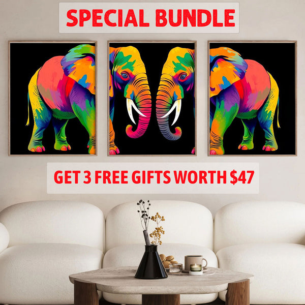 Abstract Elephant Love Set|  Paint By Numbers Kit