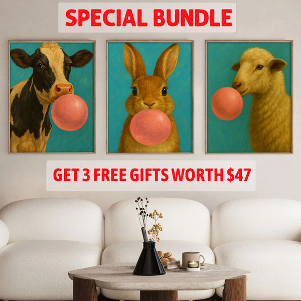 Bubblegum Zoo Set|  Paint By Numbers Kit