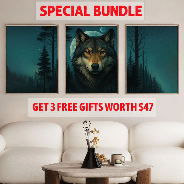 Moonlit Wolf Set|  Paint By Numbers Kit