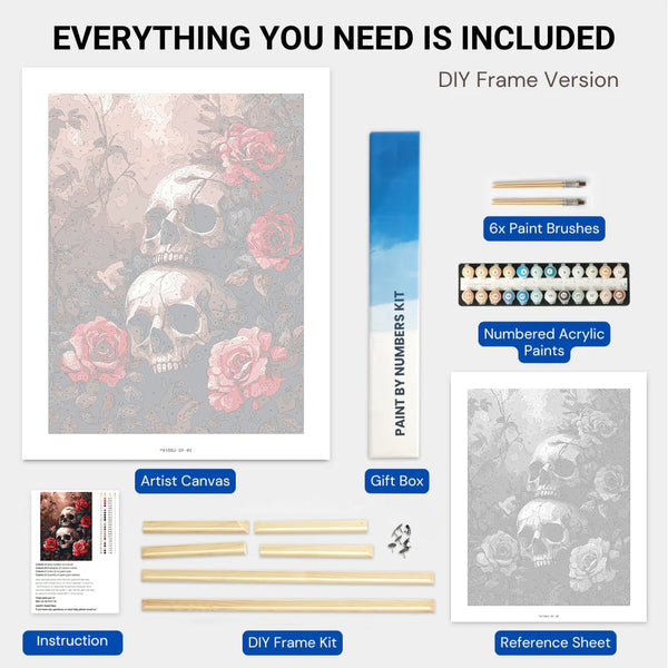 Floral Macabre Skulls Set|  Paint By Numbers Kit