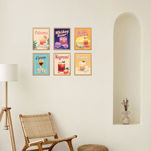 6 Mini Paintings| Golden Hour Cocktails Set