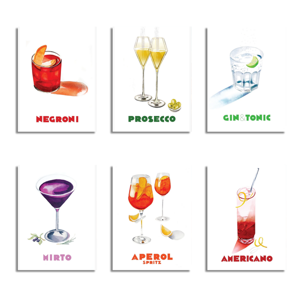 6 Mini Paintings|Sips of Italy Set
