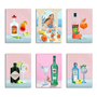 6 Mini Paintings|Mediterranean Cocktail Set