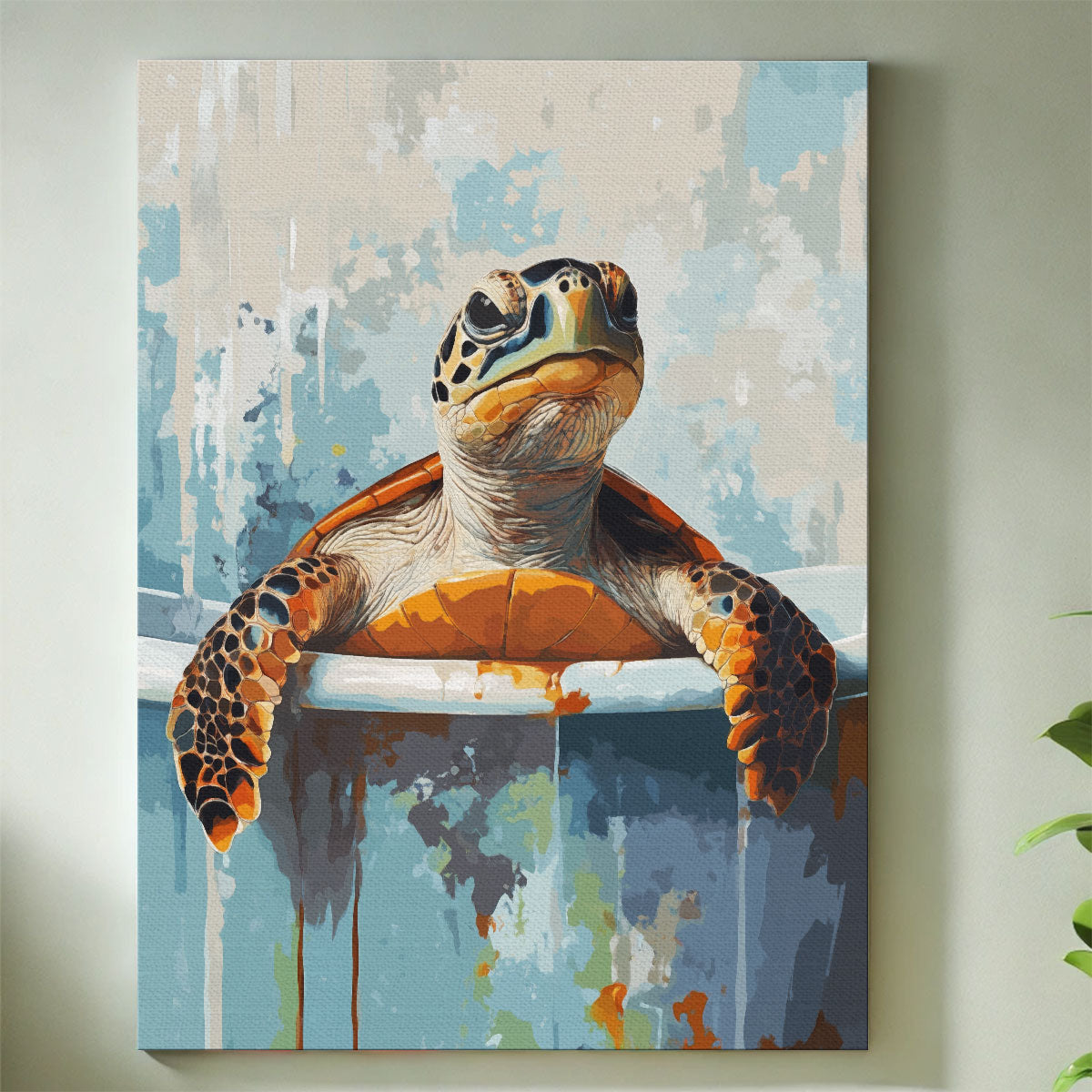 Curious Turtle in Bathtub | Paint By Numbers Kit