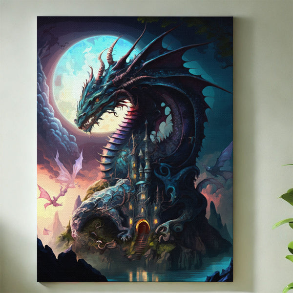 Moonlit Dragon's Castle| Paint By Numbers Kit