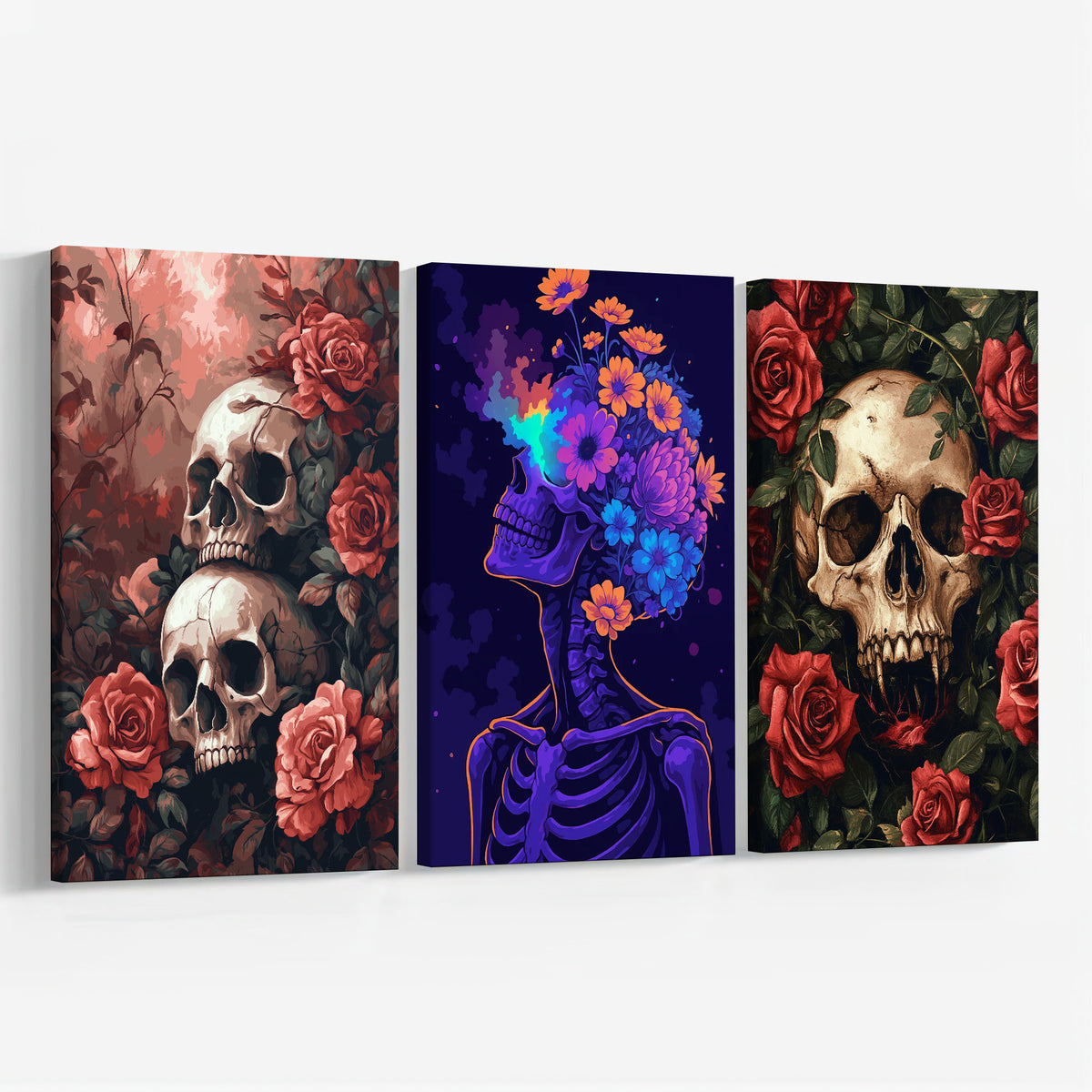 Floral Macabre Skulls Set|  Paint By Numbers Kit