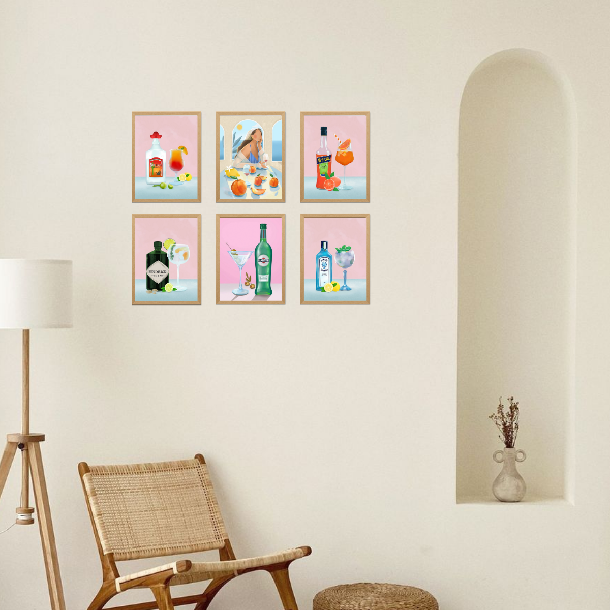 6 Mini Paintings|Mediterranean Cocktail Set