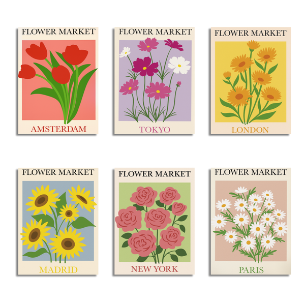 6 Mini Paintings|Flower Market Set