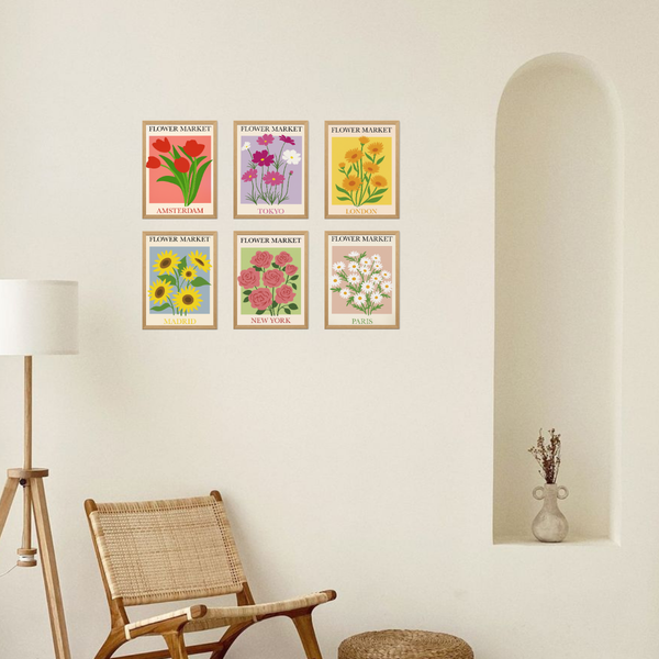6 Mini Paintings|Flower Market Set