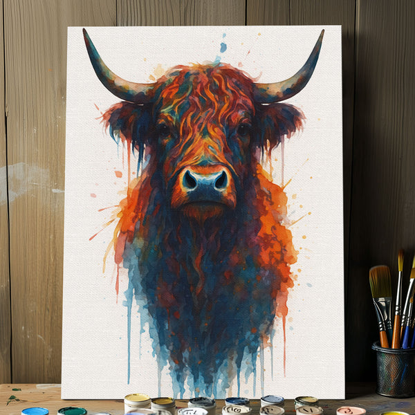 Abstract Watercolor Highland Cow | Paint By Numbers Kit