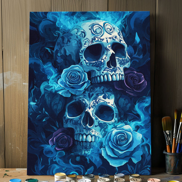 Blue Roses and Skulls | Paint By Numbers Kit