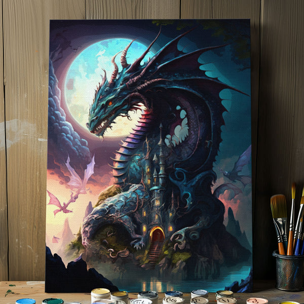 Moonlit Dragon's Castle| Paint By Numbers Kit