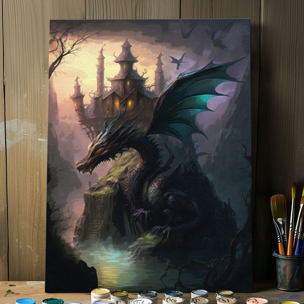 Dragon's Cliffside Keep | Paint By Numbers Kit