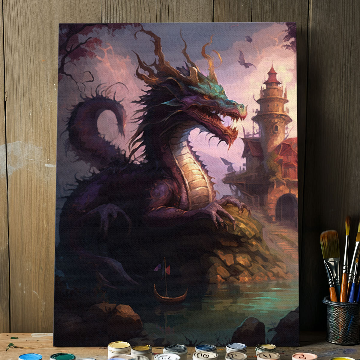 Waterside Dragon's Domain | Paint By Numbers Kit