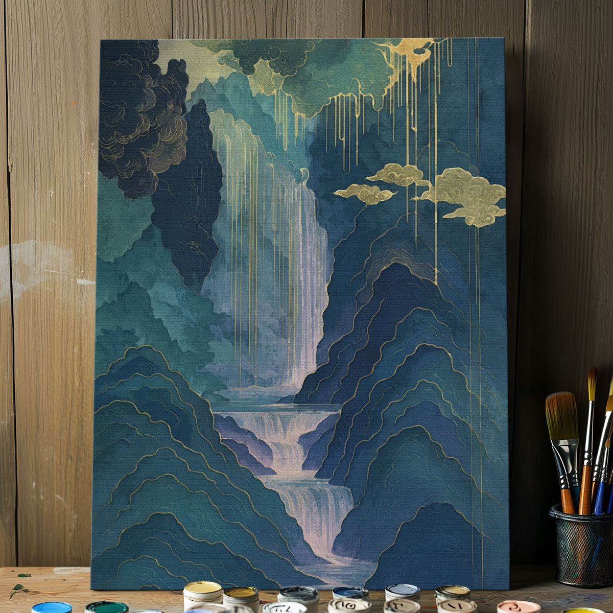 Golden Veil Falls |  Paint By Numbers Kit