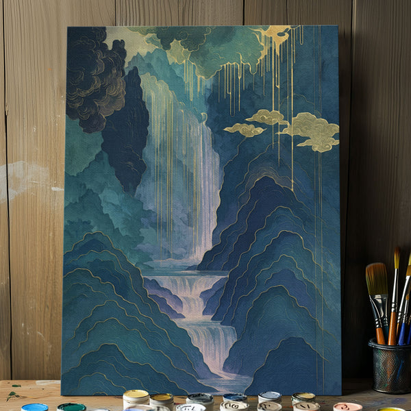 Golden Veil Falls |  Paint By Numbers Kit