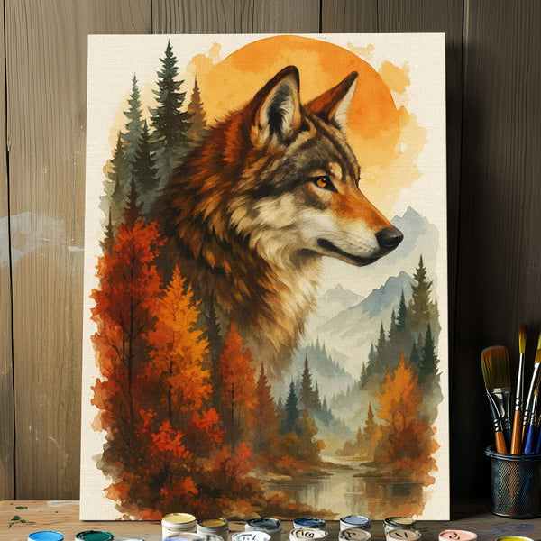Crimson Forest Wolf |  Paint By Numbers Kit