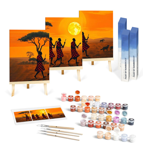 Maasai Sunset Walk Set|  Paint By Numbers Kit