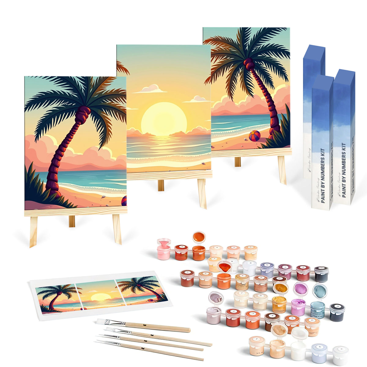 Sunset Beach and Bloom Set|  Paint By Numbers Kit