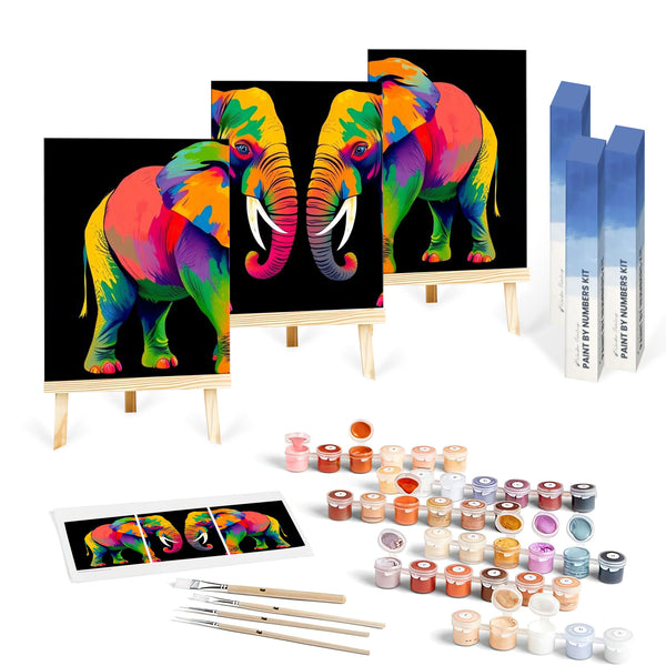 Abstract Elephant Love Set|  Paint By Numbers Kit