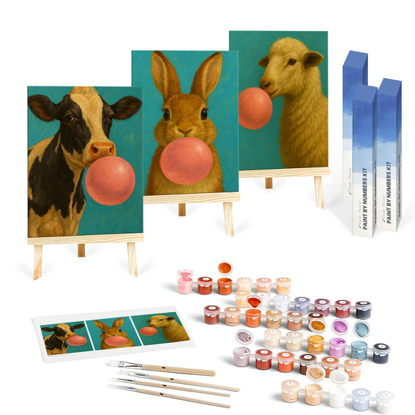 Bubblegum Zoo Set|  Paint By Numbers Kit