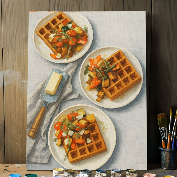 Savory Parmesan Waffles with Roasted Vegetables | Paint-by-number Kit