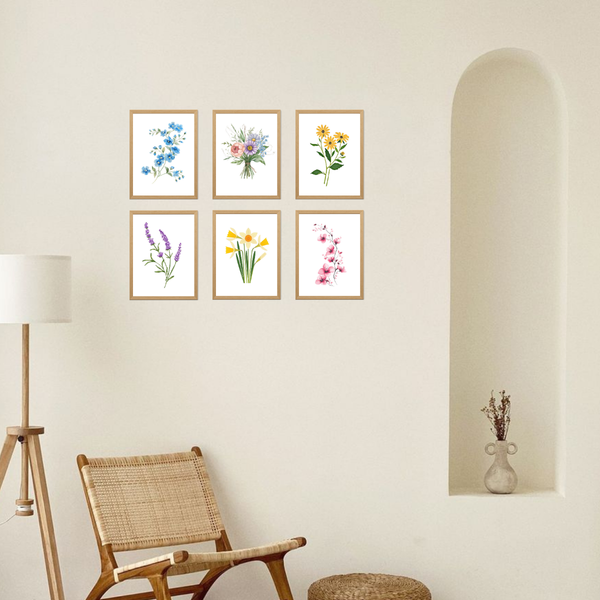 6 Mini Paintings|Whispers of Spring Flower Set