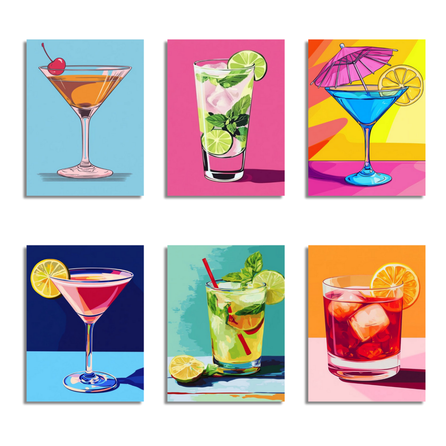 6 Mini Paintings|Pop Art Cocktail Set