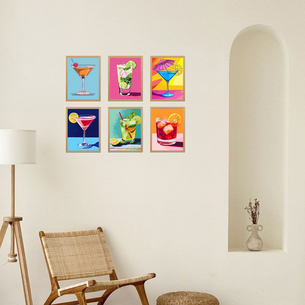6 Mini Paintings|Pop Art Cocktail Set