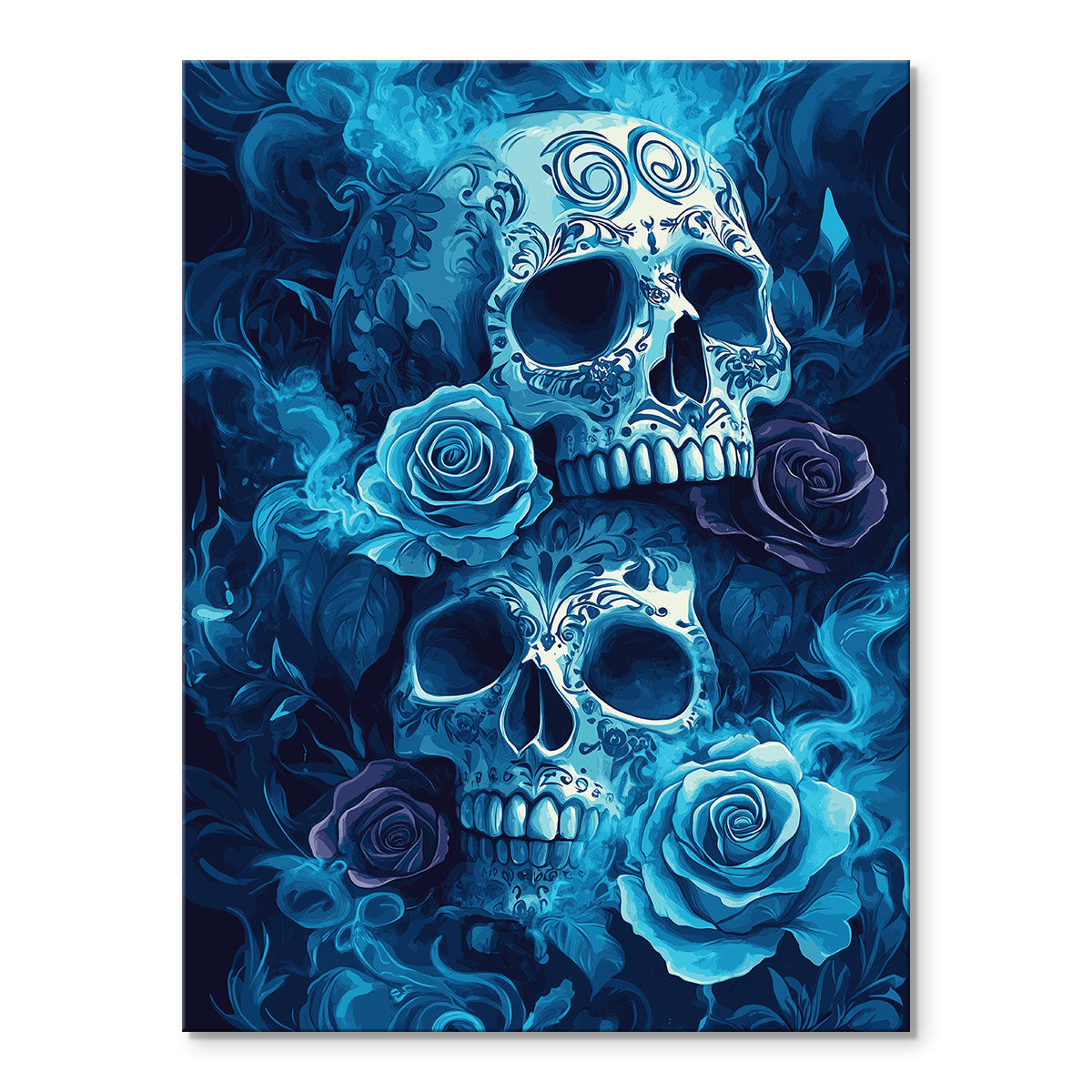 Blue Roses and Skulls | Paint By Numbers Kit
