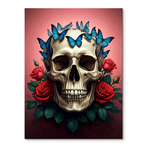 Butterflies and Roses Skull | Paint By Numbers Kit