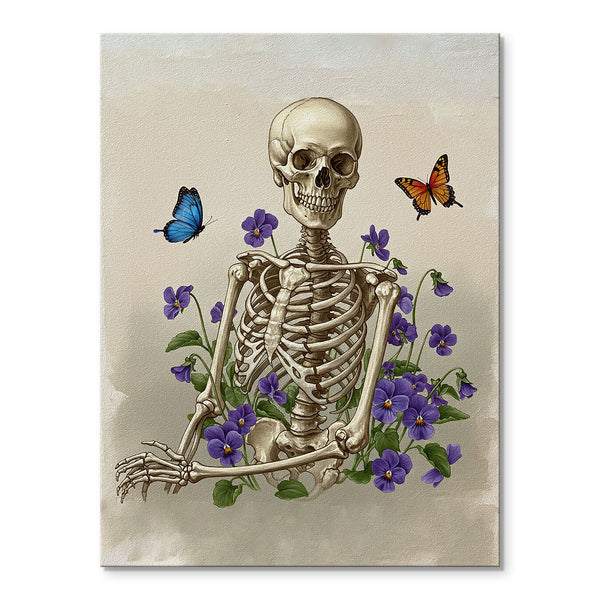 Skeleton with Violet - February Birth Flower | Paint By Numbers Kit