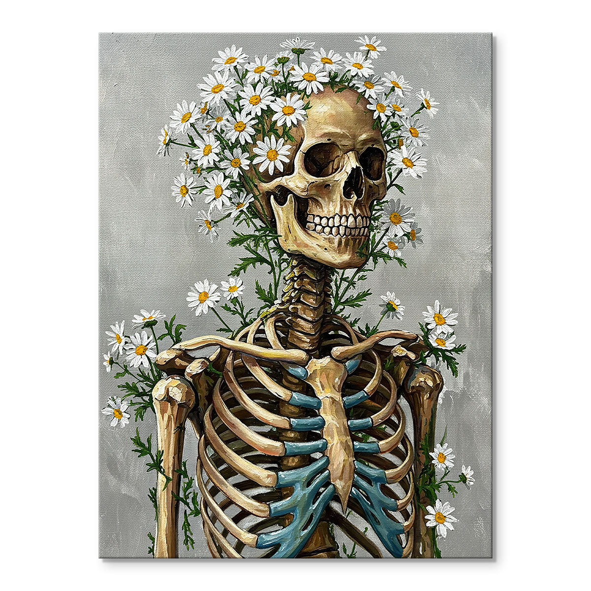 Skeleton with Daisy - April Birth Flower | Paint By Numbers Kit