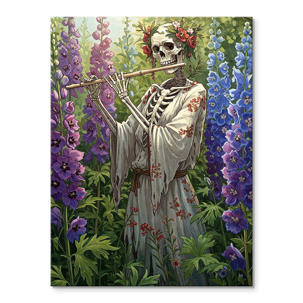 Skeleton with Larkspur - July Birth Flower | Paint By Numbers Kit