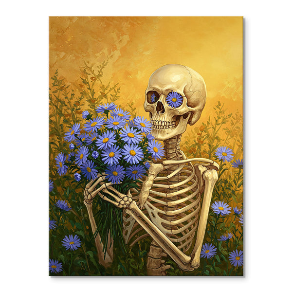 Skeleton with Aster - September Birth Flower | Paint By Numbers Kit