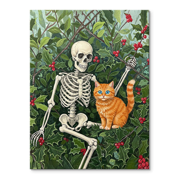 Skeleton with Holly - December Birth Flower | Paint By Numbers Kit