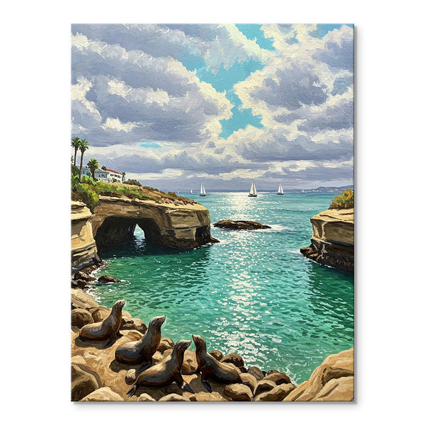 Seal family in La Jolla Cove | Paint By Numbers Kit